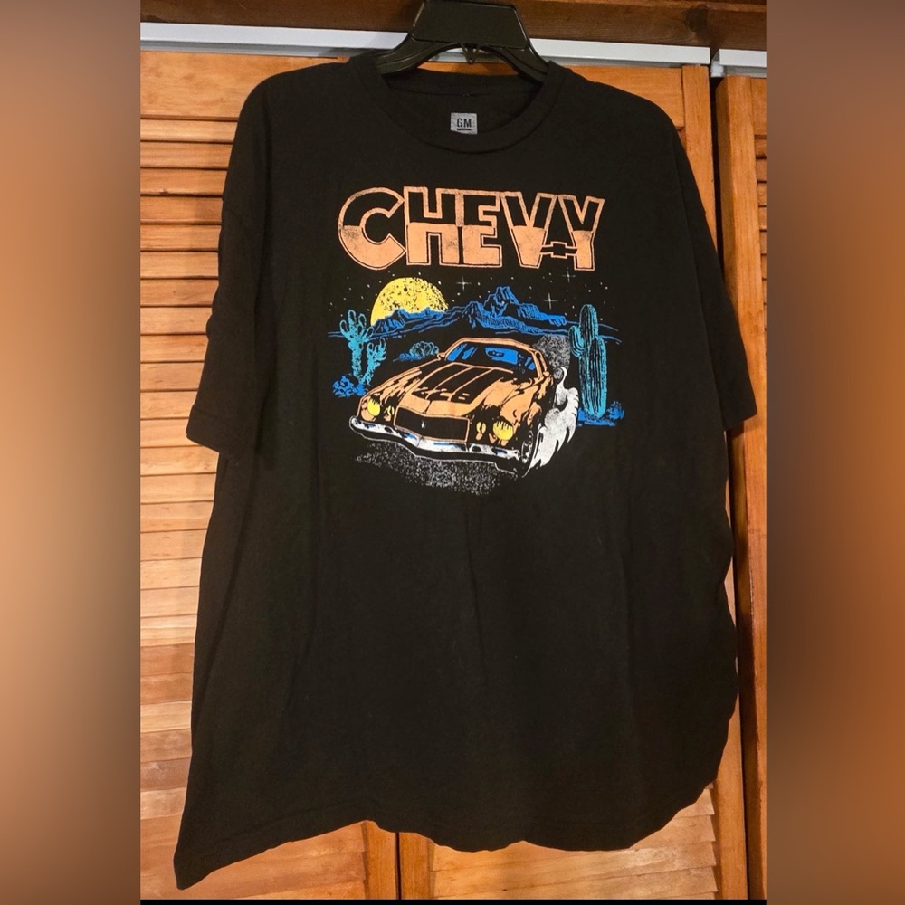 Chevy Graphic Short Sleeve Tee - Black with Orange Car Design